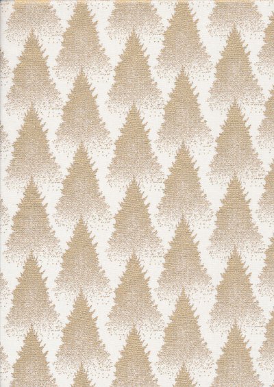 Fabric Freedom Christmas - Gold Forest Trees Ivory