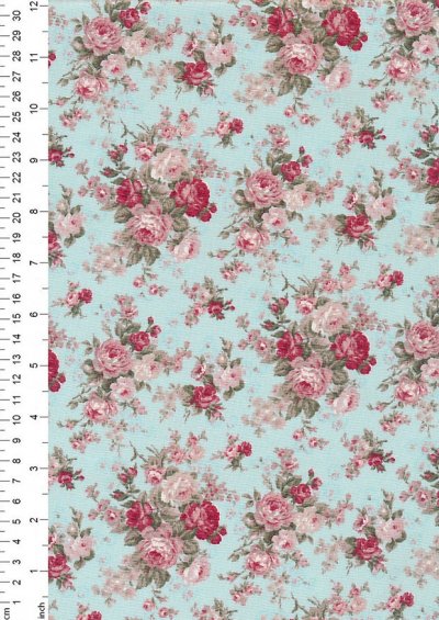 Fabric Freedom Daydream - Rose On Turquoise