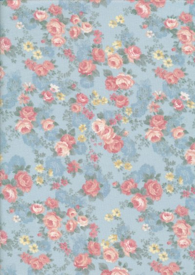 Fabric Freedom Daydream - Rose On Blue