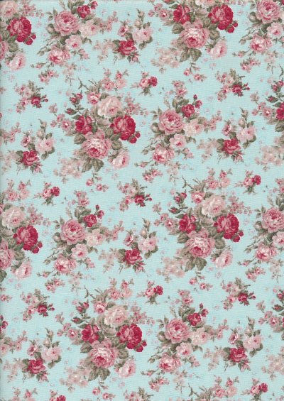 Fabric Freedom Daydream - Rose On Turquoise