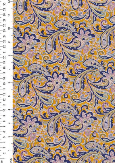 Fabric Freedom - Cotton Lawn Golden Yellow Paisley