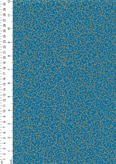 Fabric Freedom - Gilded Scrollwork Turquoise 2453/TOPG1 Col 25