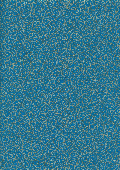 Fabric Freedom - Gilded Scrollwork Turquoise 2453/TOPG1 Col 25