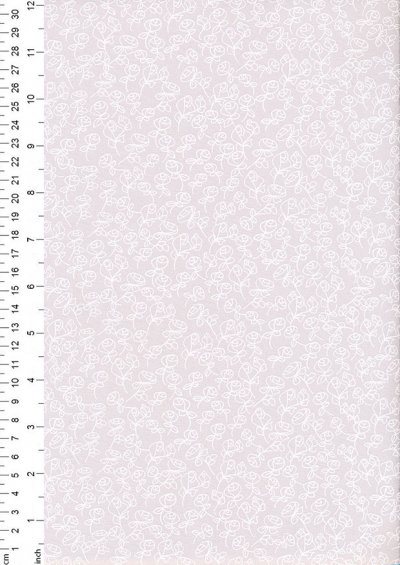 Fabric Freedom - Flowers Linear Rose FF6628 White On Light Grey