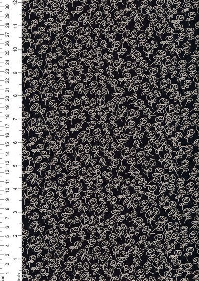 Fabric Freedom - Flowers Linear Rose FF6628 Black