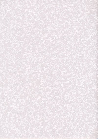 Fabric Freedom - Flowers Linear Rose FF6628 White On Light Grey