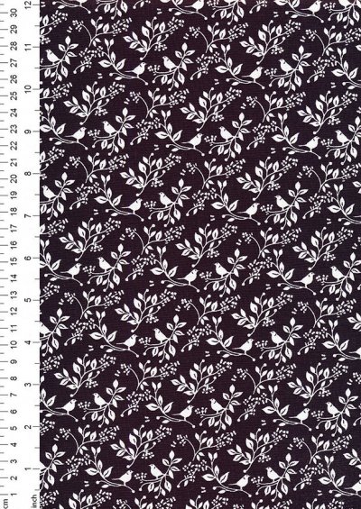 Fabric Freedom - Silhouette White on Black FF196 COL 1