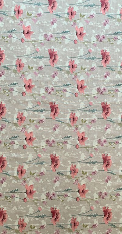 Furnishing Fabric - Floral Pink on Lilac