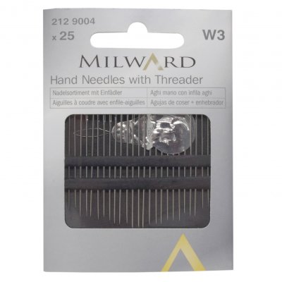 Hand Sewing Needles: with Threader: 25 Pieces