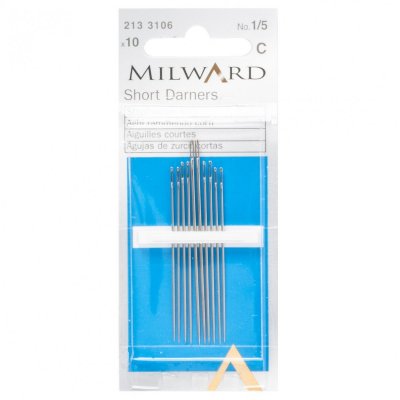 Hand Sewing Needles: Short Darners: Nos.1-5: 10 Pieces