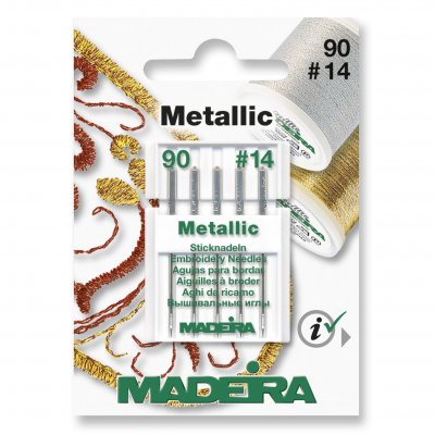 Sewing Machine Needles: Metallic: Size 90/14: 5 Cards