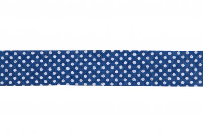 Bias Binding: Cotton: Printed: Dots: 20mm: Navy Blue