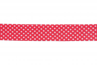 Bias Binding: Cotton: Printed: Dots: 20mm: Red