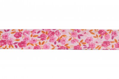 Bias Binding: Cotton: Printed: Floral:220mm: Pink Orange Pnk
