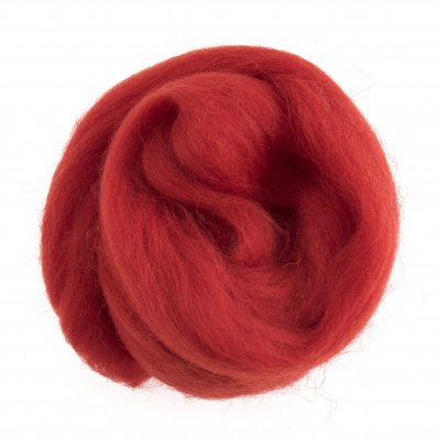 Natural Wool Roving: 10g: Red