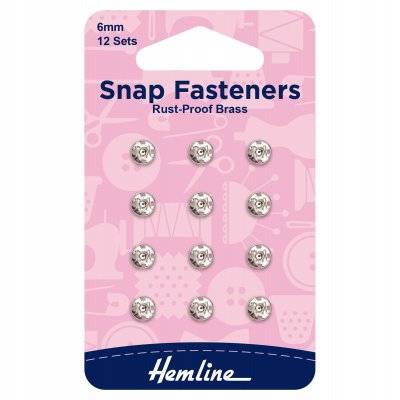 Snap Fasteners: Sew-on: Nickel: 6mm: Pack of 12