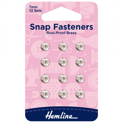 Snap Fasteners: Sew-on: Nickel: 7mm: Pack of 12