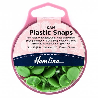 KAM Plastic Snaps: 25 x 12.4mm Sets: Green