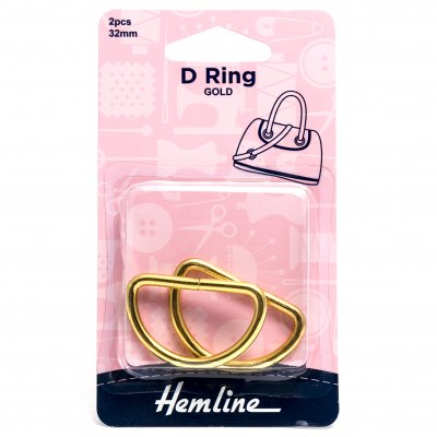 D Ring: 32mm: Gold: 2 Pieces