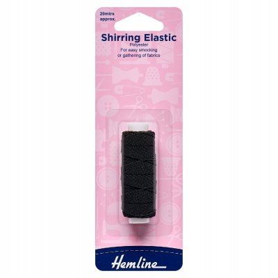 Shirring Elastic: Black - 20m x 0.75mm