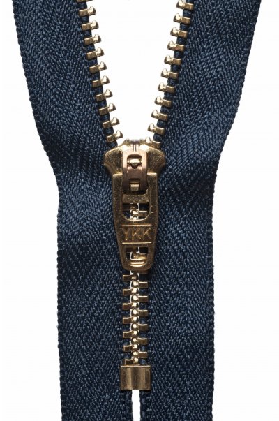 Brass Jeans Zip: 15cm/5.90in: Dark Navy