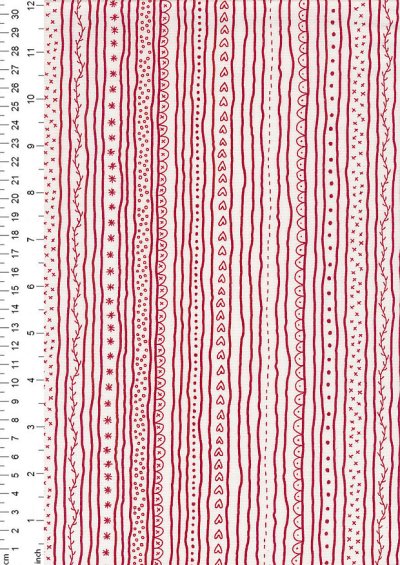 Mandy Shaw For Henry Glass - Redwork Christmas Stripes Red On White 840-08