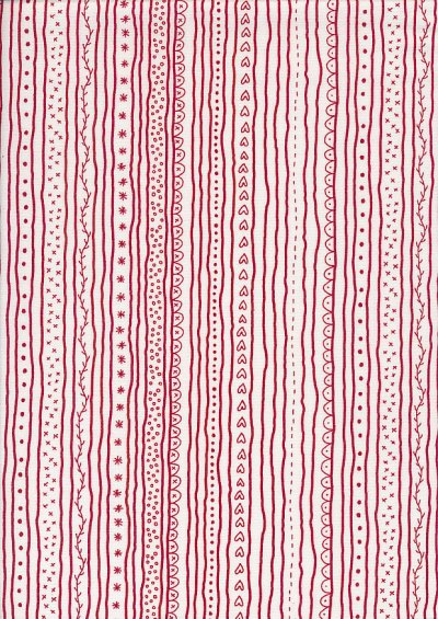 Mandy Shaw For Henry Glass - Redwork Christmas Stripes Red On White 840-08