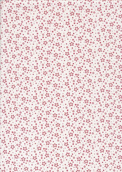Mandy Shaw For Henry Glass - Redwork Christmas Stars & Circles Red On White 838-08