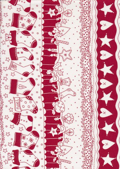 Mandy Shaw For Henry Glass - Redwork Christmas Waves Of Festive Fun Red On White 845-88