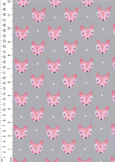 Craft Cotton Co. - Into The Woods Foxes & Dots Grey