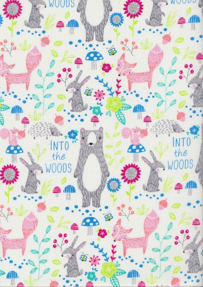 Craft Cotton Co. - Into The Woods Bears, Rabbits & Squirrels White