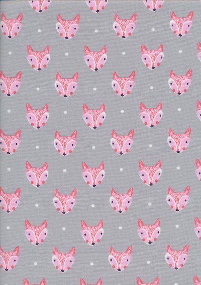 Craft Cotton Co. - Into The Woods Foxes & Dots Grey