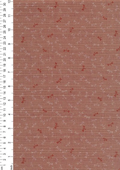 Sevenberry Double Sided Japanese Fabric - Cotton Linen Mix  Dragonfly Pink & Dots Red
