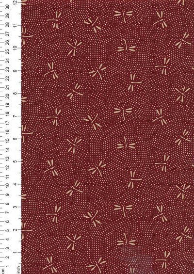 Sevenberry Japanese Fabric - Dragonflies On Dots Red