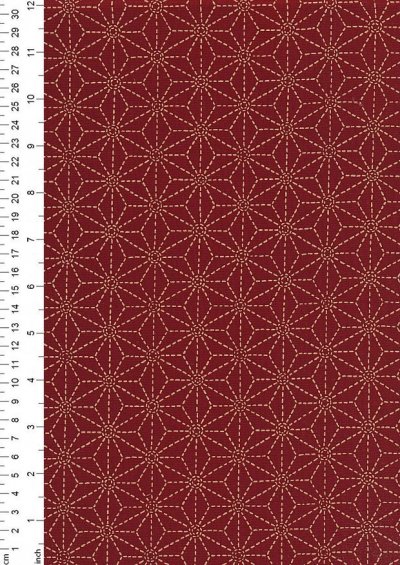 Sevenberry Japanese Fabric - Large Pressed Geometric Flower Red
