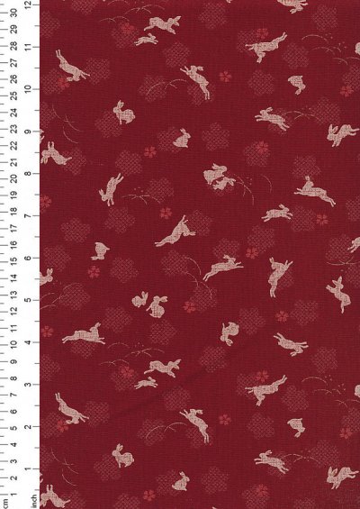 Sevenberry Japanese Fabric - Hares Red