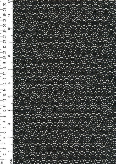 Sevenberry Japanese Fabric - Dotted Scallops Black