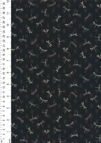 Sevenberry Japanese Fabric - Dragonflies & Arrows Black