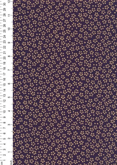 Sevenberry Japanese Fabric - Small Pressed Flowers & Leaves Purple