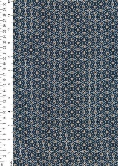 Sevenberry Japanese Fabric - Small Pressed Geometric Flower Teal