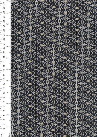 Sevenberry Japanese Fabric - Medium Pressed Geometric Flower Navy