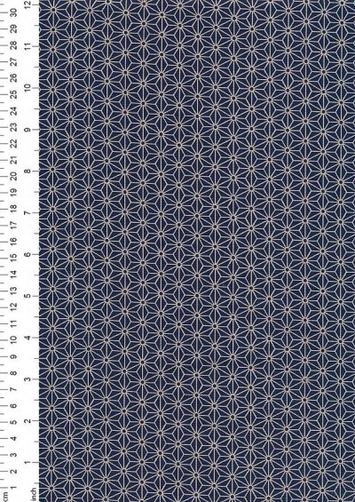 Sevenberry Japanese Fabric - Medium Pressed Geometric Flower Dark Blue