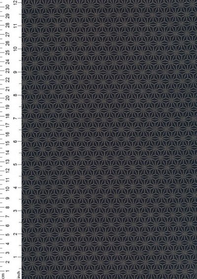Sevenberry Japanese Fabric - Small Dotted Pressed Geometric Flower Navy