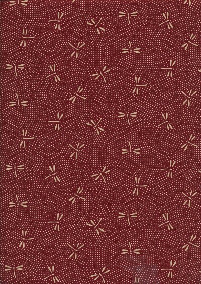 Sevenberry Japanese Fabric - Dragonflies On Dots Red