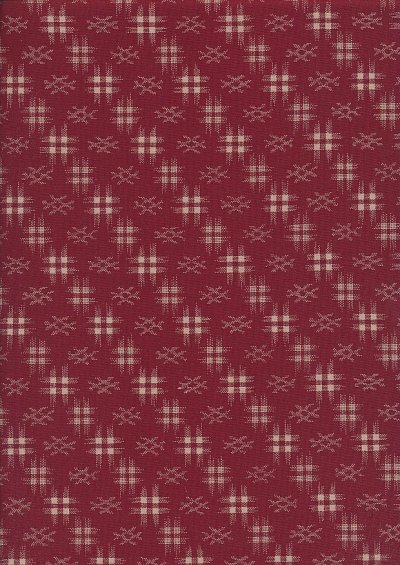 Sevenberry Japanese Fabric - Faded Grid Red