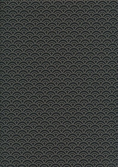 Sevenberry Japanese Fabric - Dotted Scallops Black