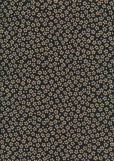Sevenberry Japanese Fabric - Small Presed Flowers & Leaves Black