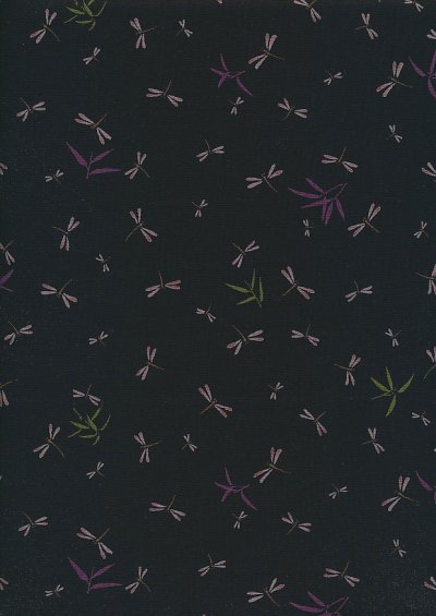 Sevenberry Japanese Fabric - Dragonflies Black