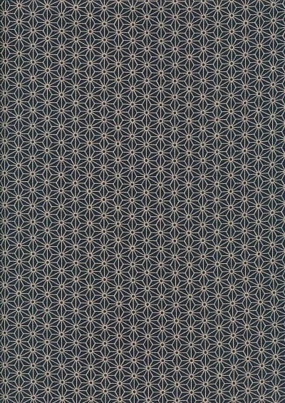 Sevenberry Japanese Fabric - Small Pressed Geometric Flower Navy