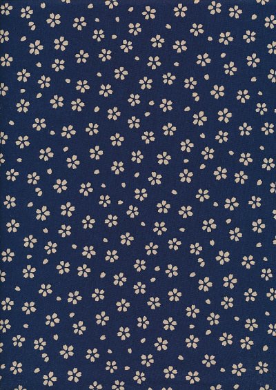 Sevenberry Japanese Fabric - Small Pressed Flowers & Leaves Navy